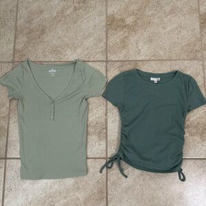 Set of Two Green Tops Women Bundle | Closet Clean Out | Final Sale